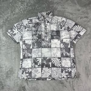 VTG Made in Hawaii black/white surfwear casual button up shirt mens S